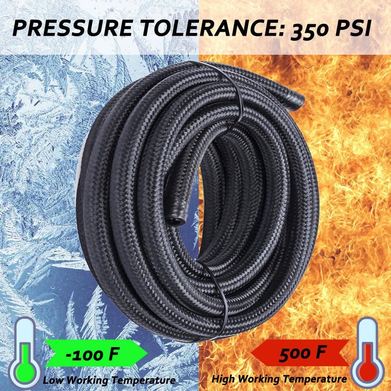 IPARTS EXPERT 3/8 6AN 20FT, Nylon Stainless Steel Braided Fuel Line Oil/Gas/Fuel Hose End Fitting Hose with 10PCS Swivel Fitting Adapter Kit - Black - Image 2